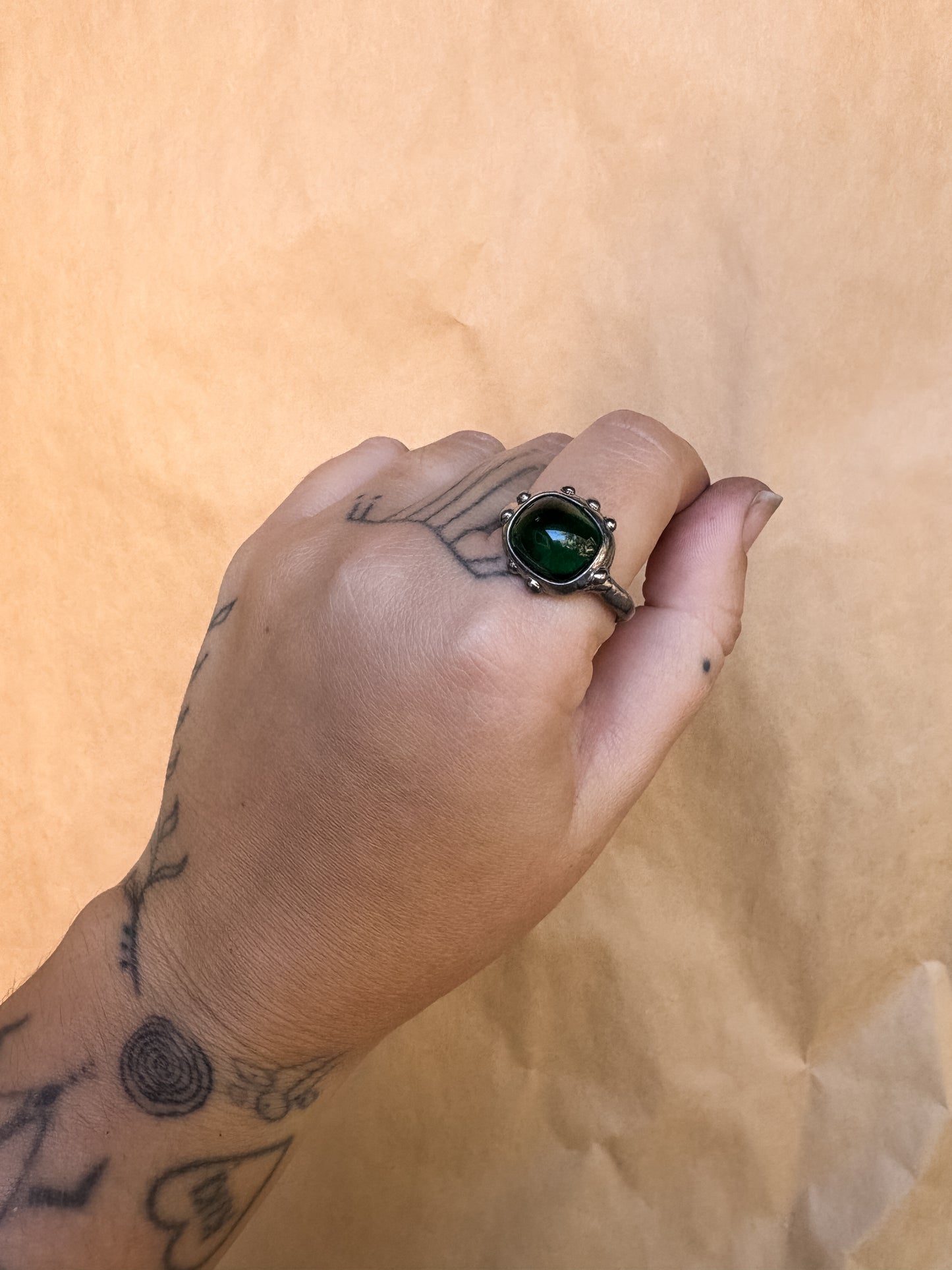 forest green bauble ring