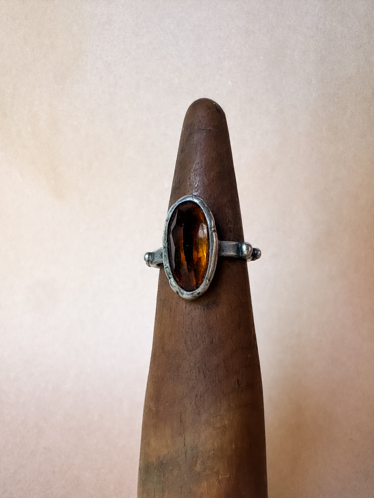 studded amber ring