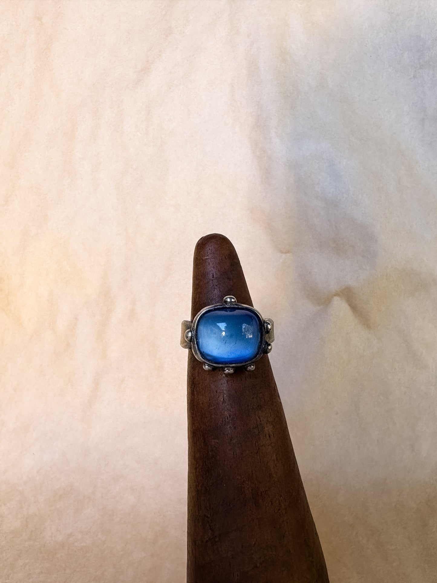 frosty blue bauble ring