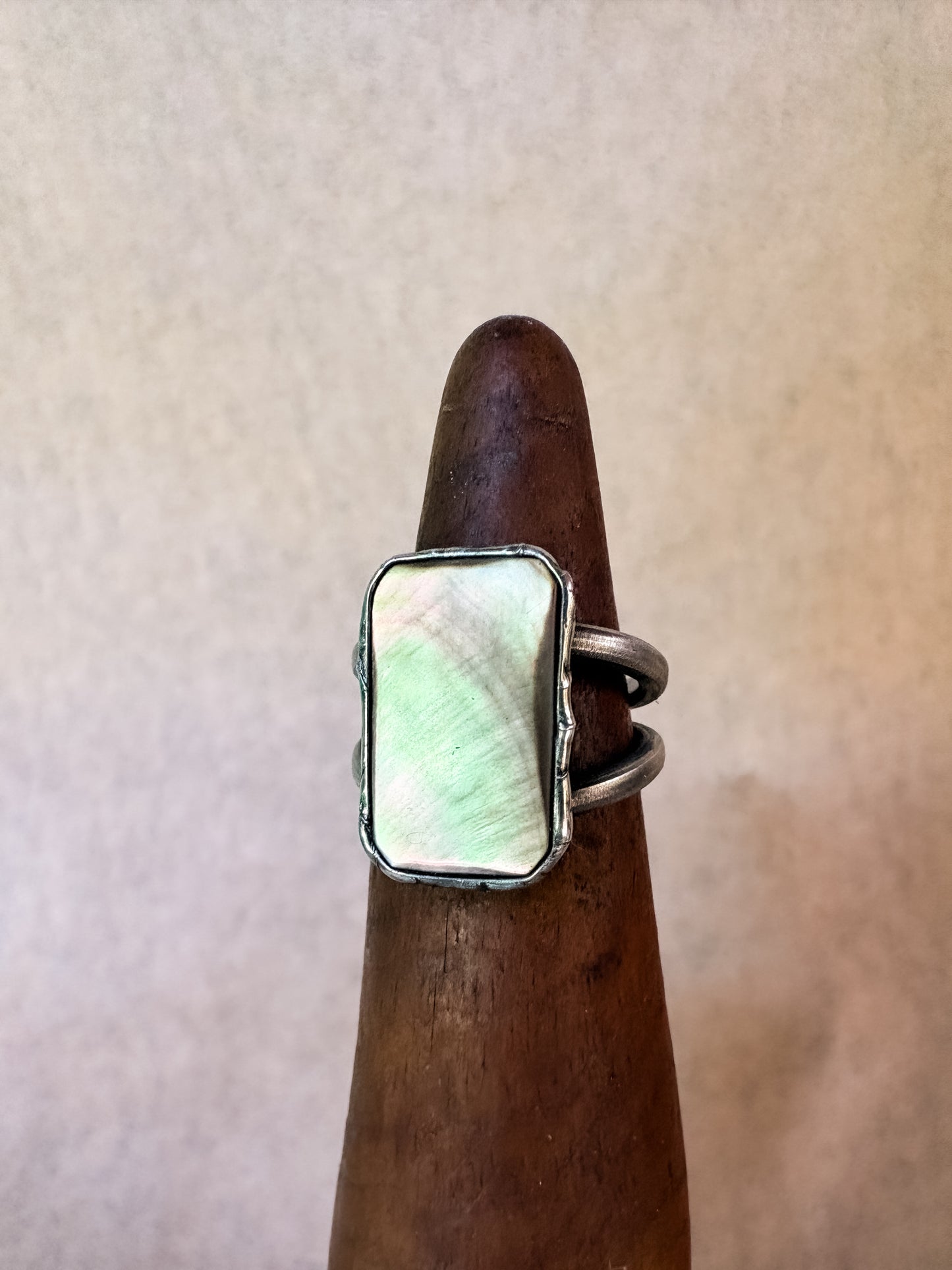 black mother of pearl ring