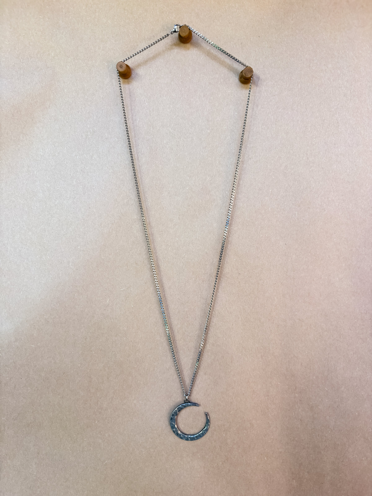 hammered crescent moon necklace