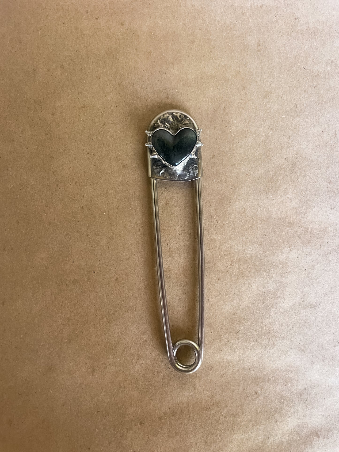 black heart safety pin