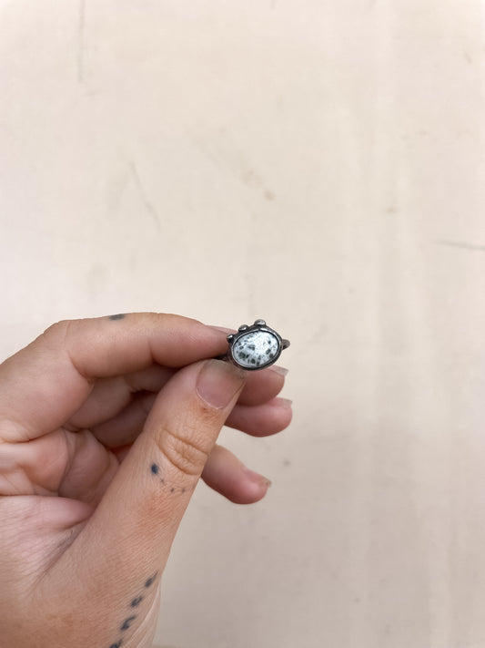 black & white speckle ring