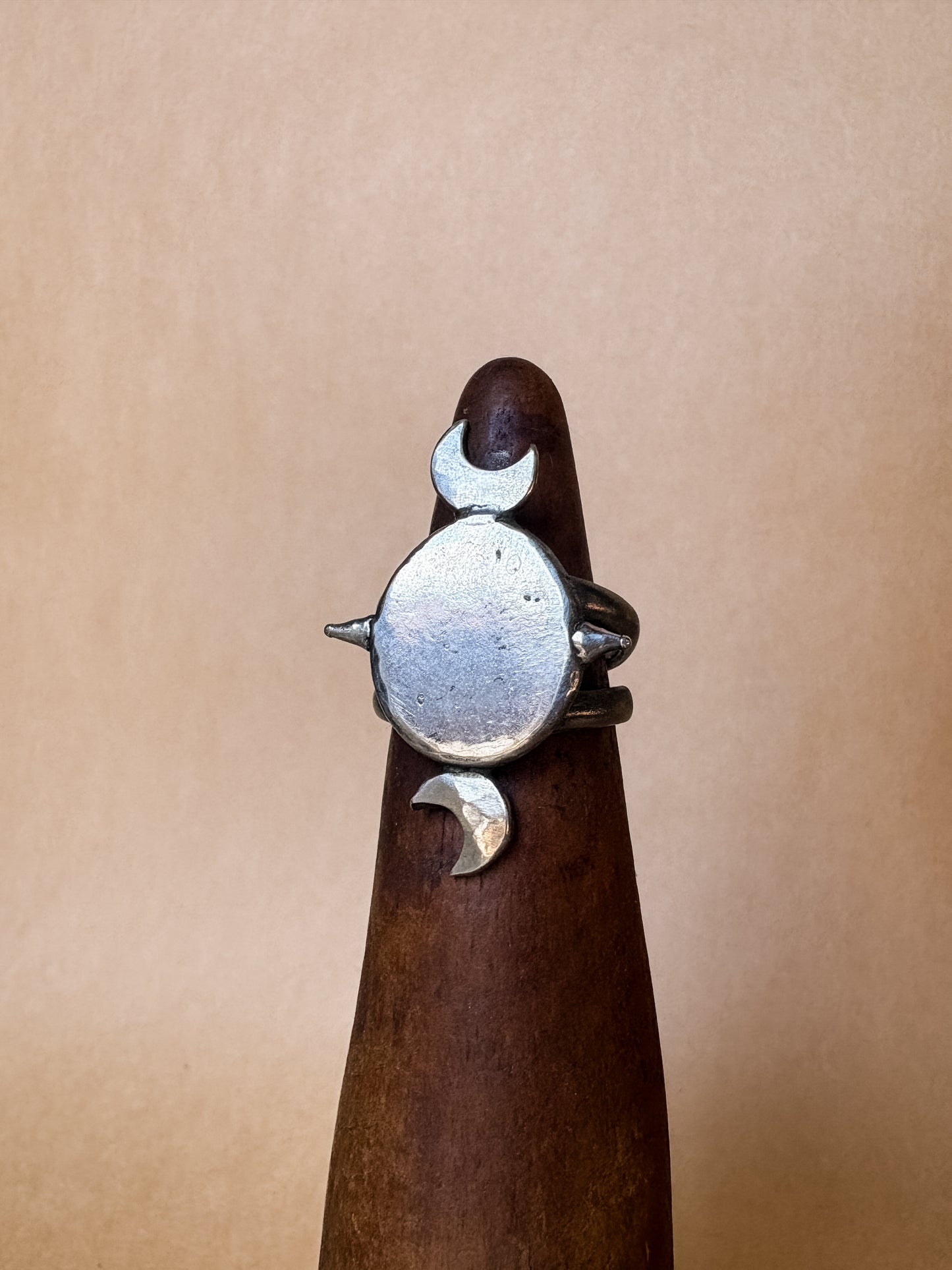spike & moon mirror ring