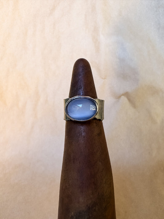 opal blue wide band ring