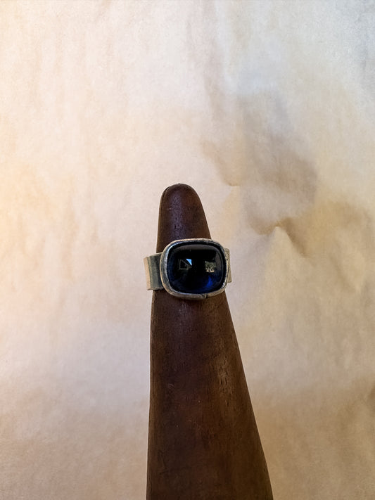 ashy blue wide band ring