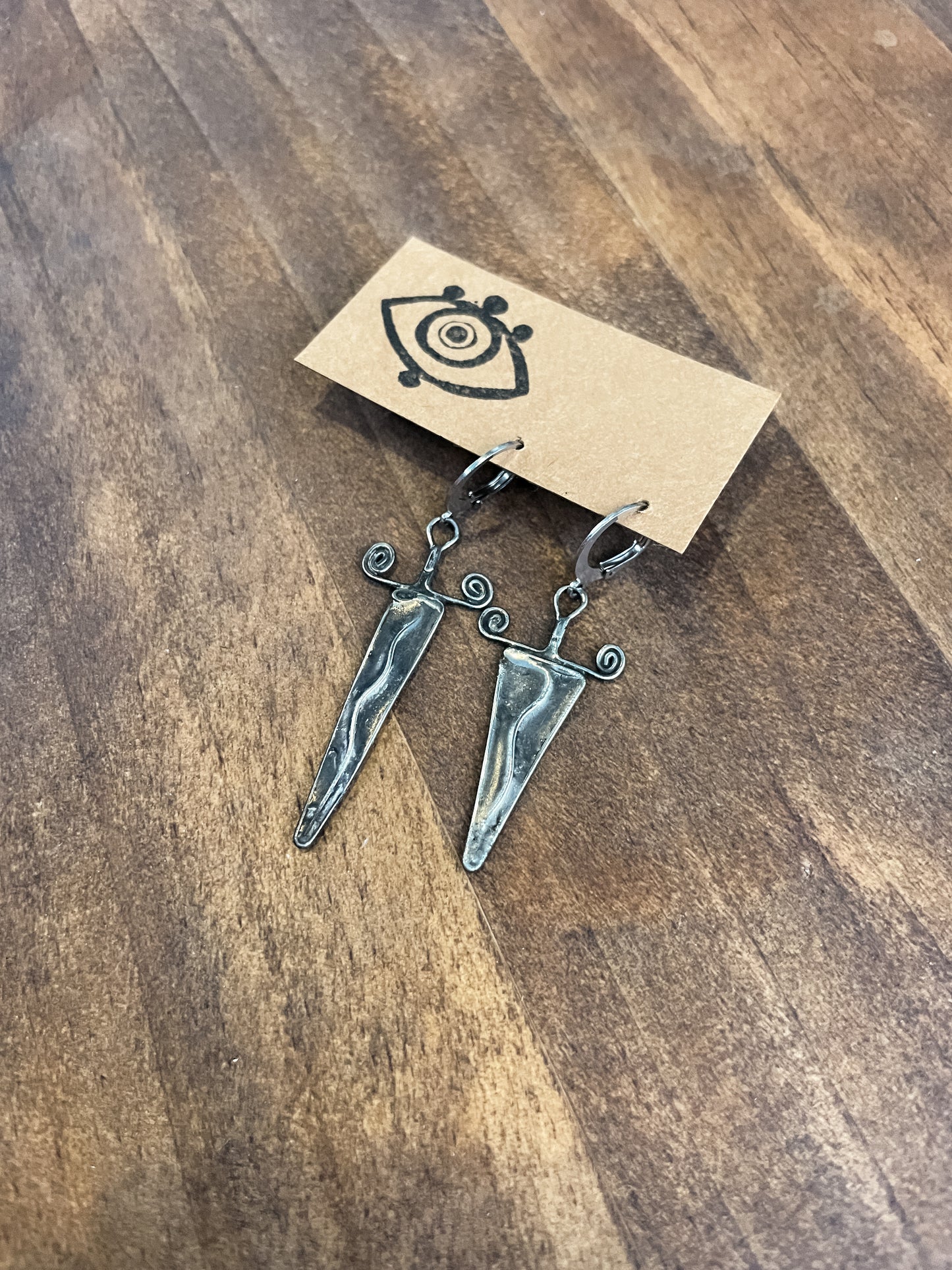 swirly sword and dagger earrings