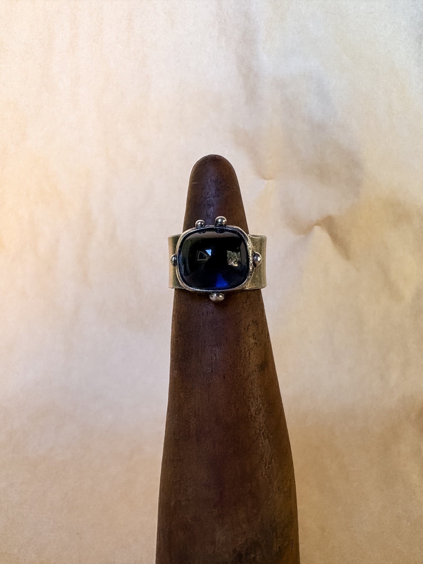 bauble blue wide band ring