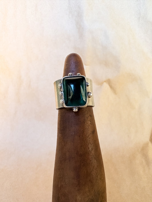 tall green wide band ring