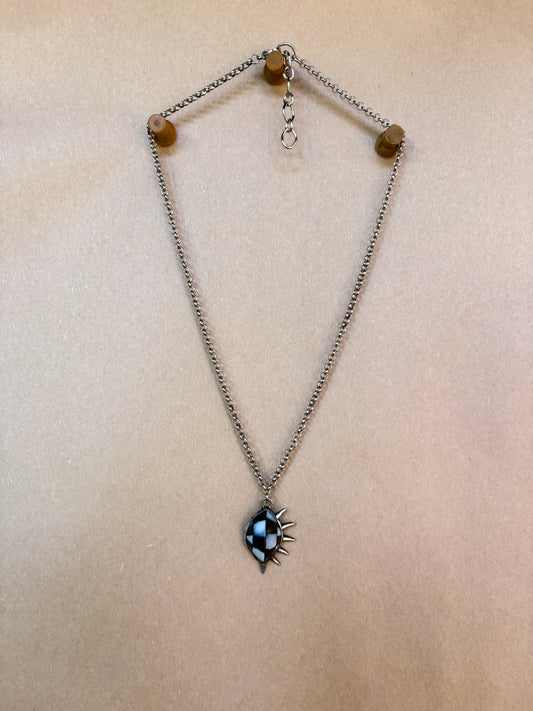 checkerboard spike necklace