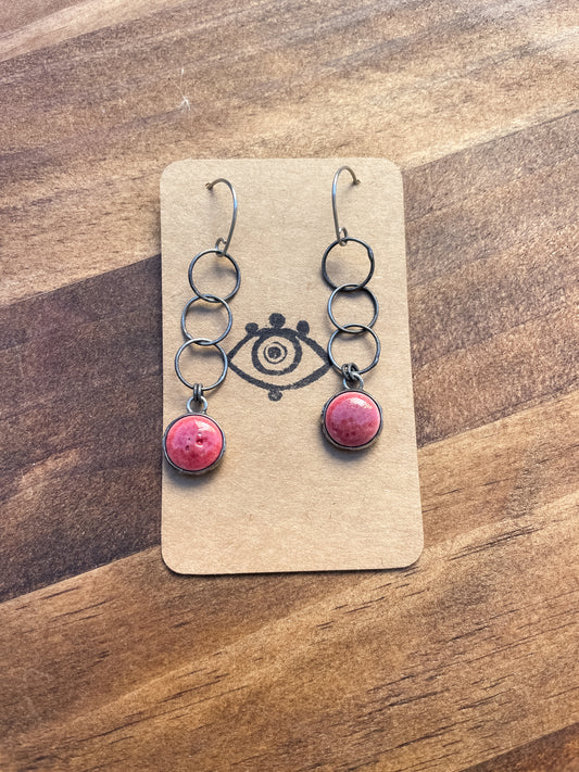 berry pink drop earrings