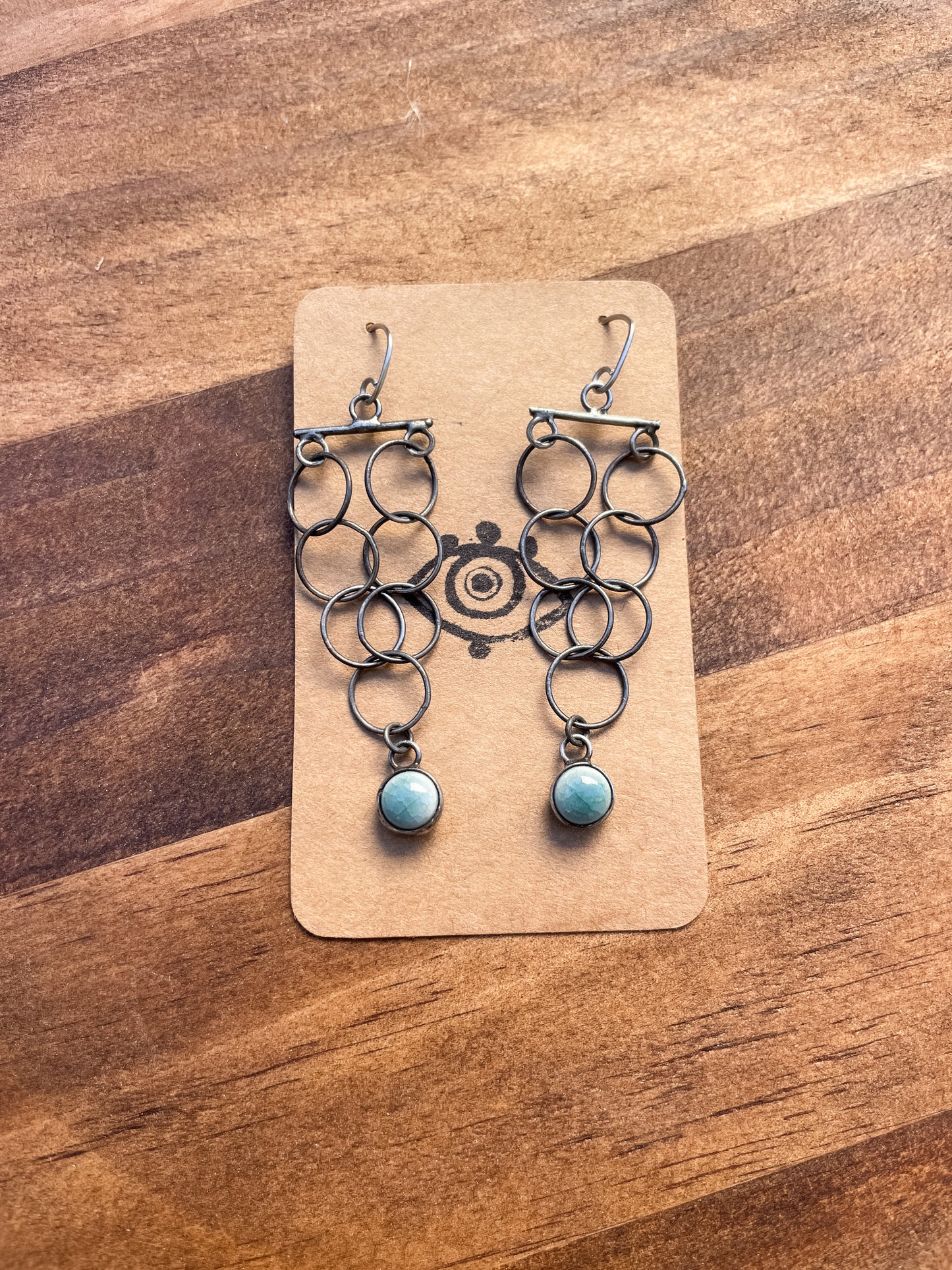 blue drop chain earrings