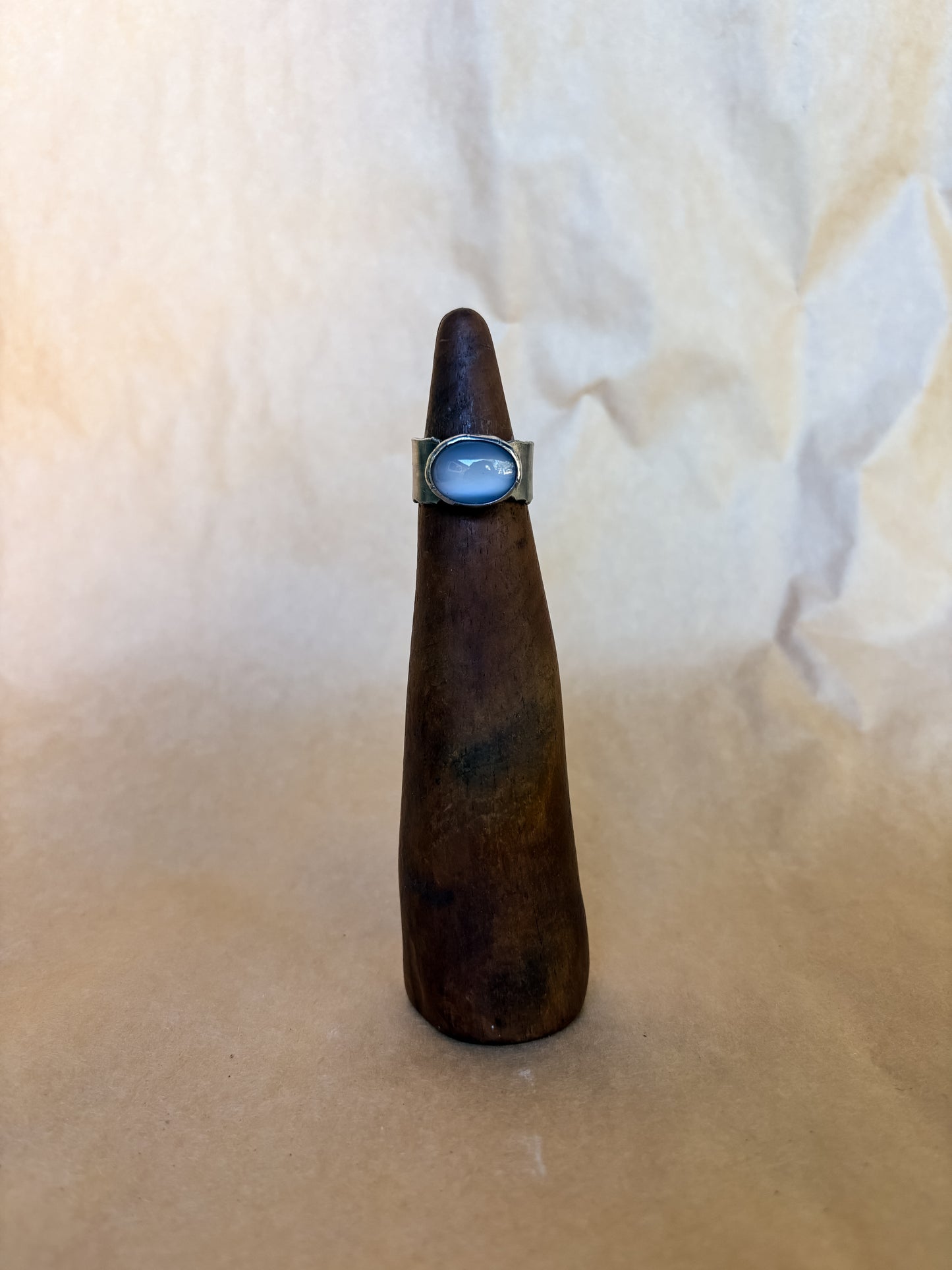 opal blue wide band ring