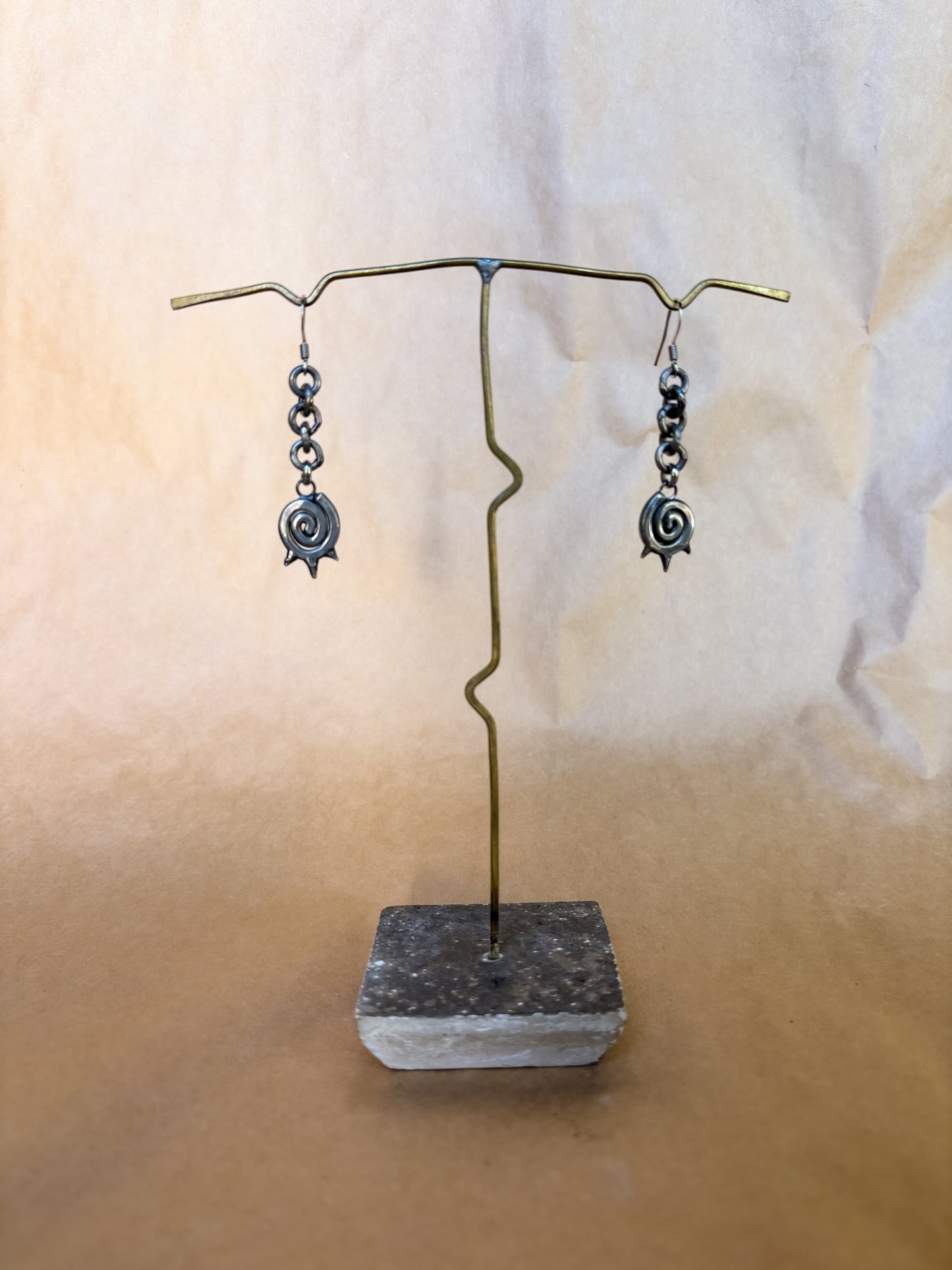 swirl spike chain earrings